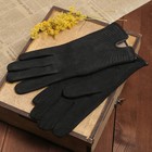 Перчатки женские "Фиби" прошивка и вставка из экокожи, подклад, р-р 8, длина-24см, черный - Фото 1