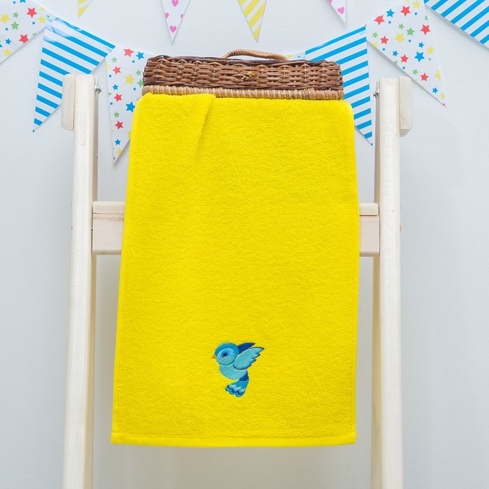 Махровое полотенце "Птица", размер 30х60 см, цвет жёлтый - Фото 1