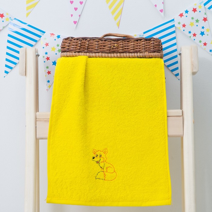 Махровое полотенце "Лисица", размер 30х60 см, цвет жёлтый - Фото 1