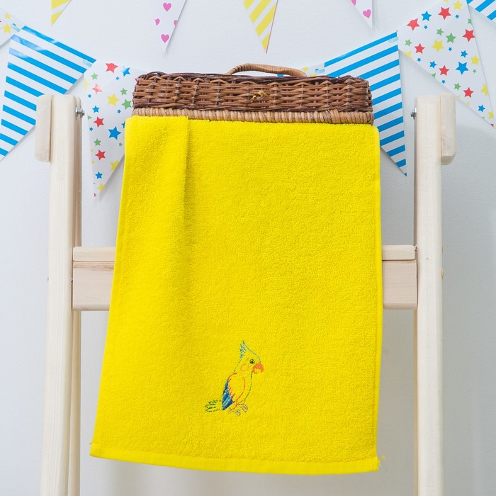 Махровое полотенце "Попугай", размер 30х60 см, цвет жёлтый - Фото 1