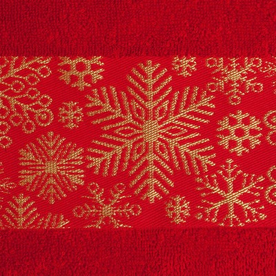Полотенце махровое "Снежинки" красн 30х70 см 100% хл, 370гр/м2