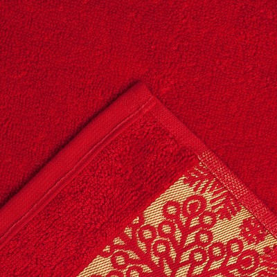 Полотенце махровое "Снежинки" красн 30х70 см 100% хл, 370гр/м2