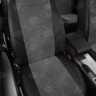 Авточехлы для KIA Cerato 2 с 2009-2013 г., седан, экокожа, алькантара, цвет тёмно-серый, чёрный - Фото 4