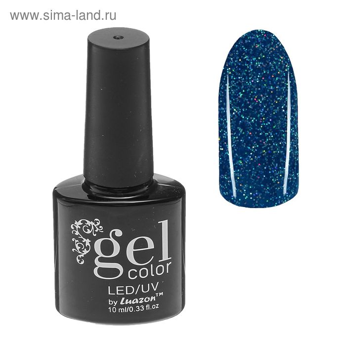 Гель-лак для ногтей, 5284-441, трёхфазный, LED/UV, 10мл, цвет 5284-441 небесно-синий блёстки - Фото 1