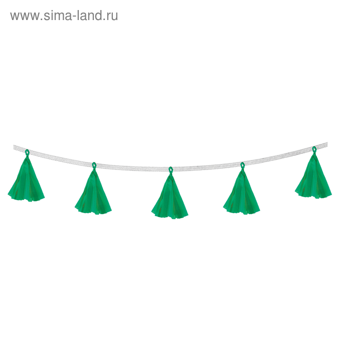 Гирлянда-тассел «Кисточки», в наборе 5 кисточек, цвет зелёный - Фото 1
