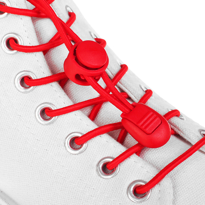 Шнурки для обуви, круглые, с фиксатором, эластичные, d = 3 мм, 100 см, пара, цвет красный