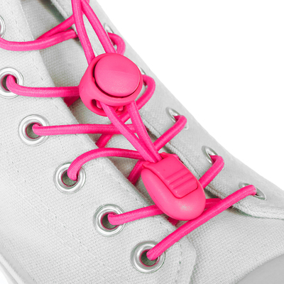 Шнурки для обуви, круглые, с фиксатором, эластичные, d = 3 мм, 100 см, пара, цвет розовый неоновый