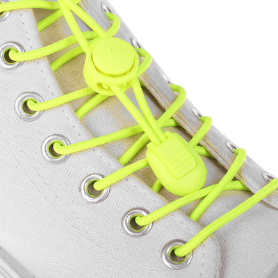 Шнурки для обуви, пара, круглые, с фиксатором, эластичные, d = 3 мм, 100 см, цвет жёлтый неоновый