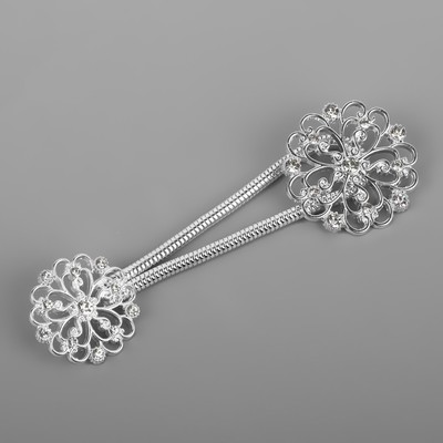 Декоративная застёжка «Круг», 9.5×3 см, цвет серебряный