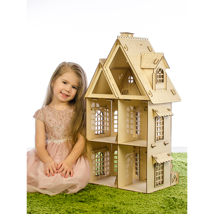 Конструктор «Кукольный домик», 2 этажа, фанера — 3 мм - фото 1906879290