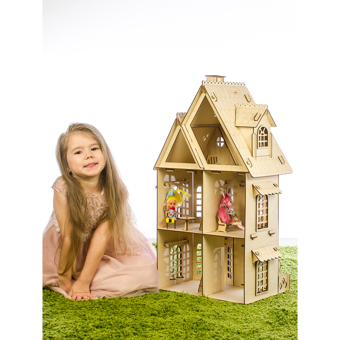 Конструктор «Кукольный домик», 2 этажа, фанера — 3 мм - фото 1886261426