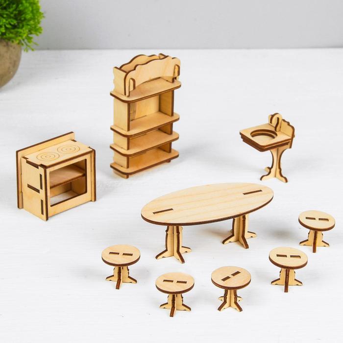 Набор деревянной мебели для кукол. Конструктор «Кухня» - Фото 1