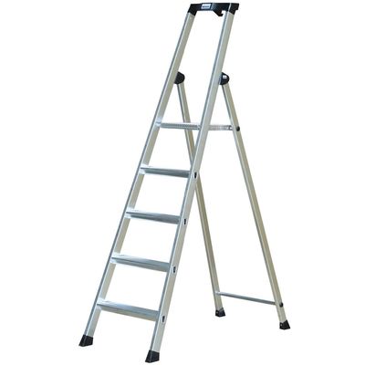 Стремянка KRAUSE MONTO SOLIDO, оградительная дуга с полкой, 5 ступеней