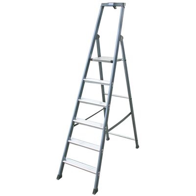 Стремянка KRAUSE MONTO SEPRO, оградительная дуга с полкой, противоскользящая, 6 ступеней