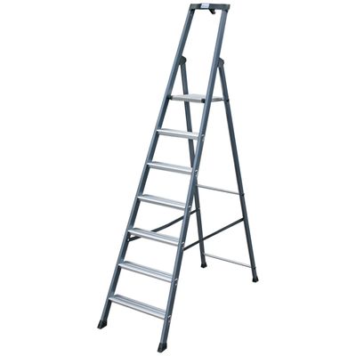 Стремянка KRAUSE MONTO SEPRO, оградительная дуга с полкой, противоскользящая, 7 ступеней