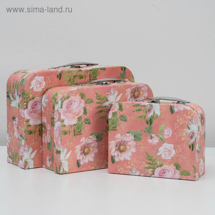 Набор коробок 3 в 1 "Весенние цветы", розовый, 30 х 22 х 10 - 20 х 16 х 8 см - Фото 1