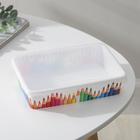 Корзина для хранения «Карандаши», 20.5×14×4.6 см, с крышкой, белая - Фото 2