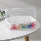 Корзина для хранения «Карандаши», 20.5×14×4.6 см, с крышкой, белая - Фото 3