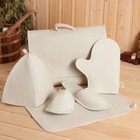 Набор для бани «Мужской», 5 предметов: шапка, коврик, рукавица, тапочки, сумка, шерсть 30%, полиэфир 70%, светлый, «Добропаровъ» - Фото 2