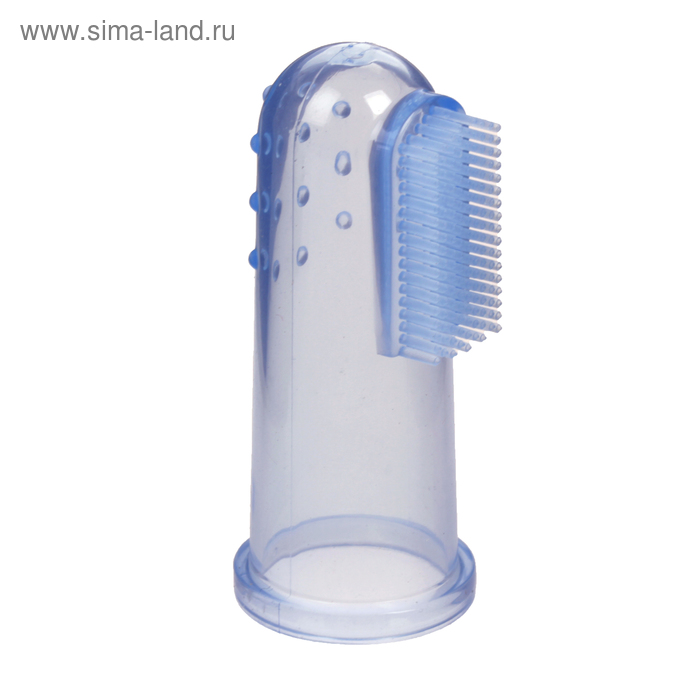 Силиконовая зубная щётка-напальчник, от 0 мес., цвет синий - Фото 1