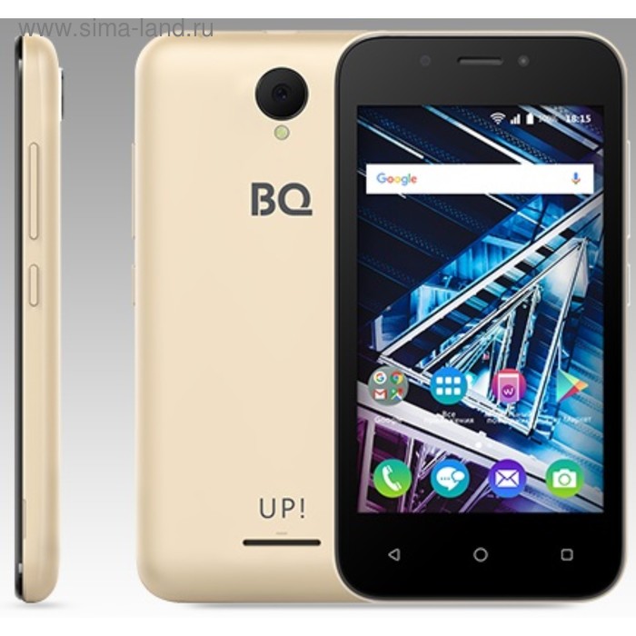 Смартфон BQ S-4028 UP! 4,0" TFT, 8Гб, 512Мб, 5+2Мп, 3G, Android 6.0, золотистый - Фото 1