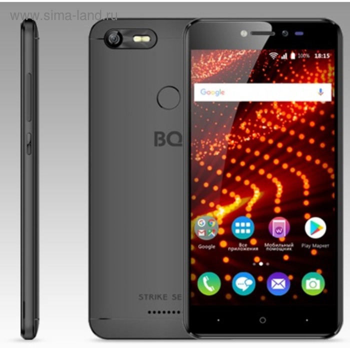 Смартфон BQ S-5204 Strike Selfie Black 5,2"IPS,1280*720,8Gb,1Gb,16Mp+13Mp,Android 7.0 - Фото 1