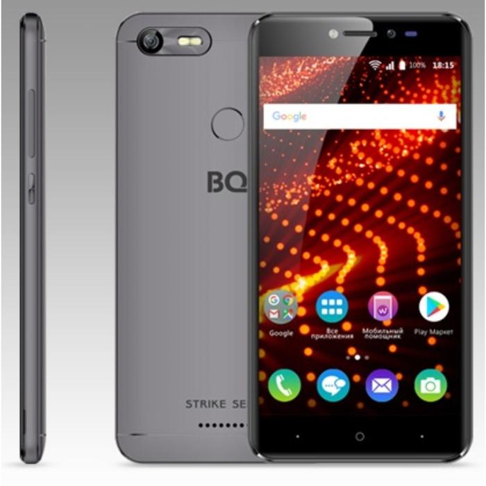 Смартфон BQ S-5204 Strike Selfie Grey 5,2"IPS,1280*720, 8Gb,1Gb,16Mp+13Mp,Android 7.0 - Фото 1