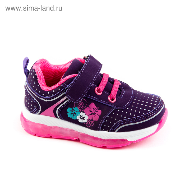 Кроссовки со светодиодами для девочек арт. E7791, цвет фиолетовый, размер 24