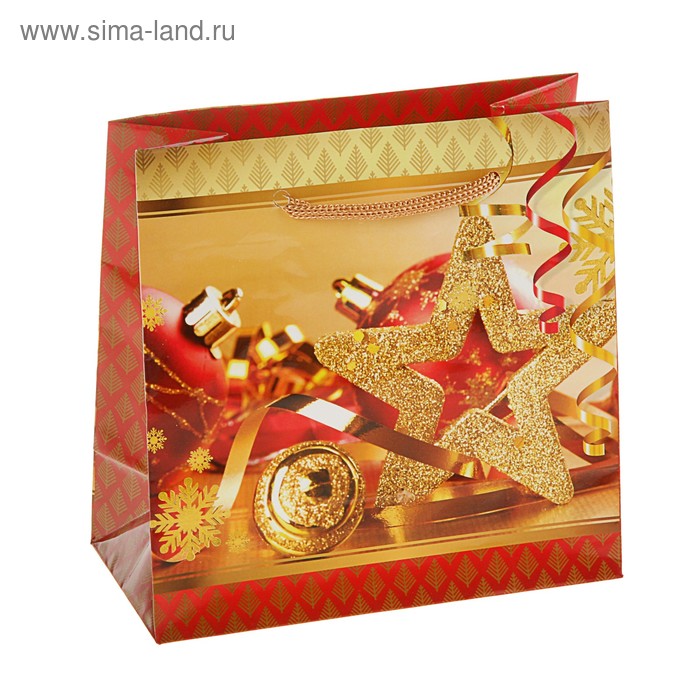 Пакет подарочный "Золотая звезда", 16 х 7,6 х 16 см - Фото 1