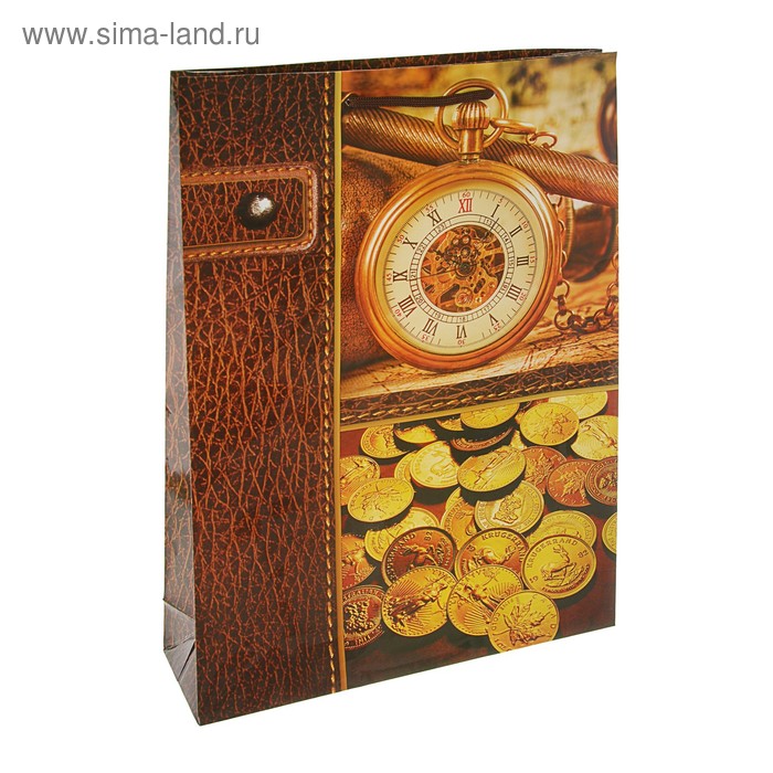 Пакет подарочный "Время деньги" 33 х 10 х 47 см - Фото 1