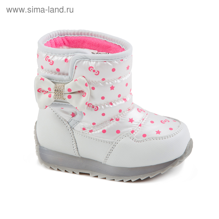 Дутики со светодиодами для девочек, арт. F7552, цвет белый, размер 26 - Фото 1