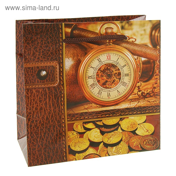 Пакет подарочный "Время деньги" 16 x 7,6 х 16 см - Фото 1