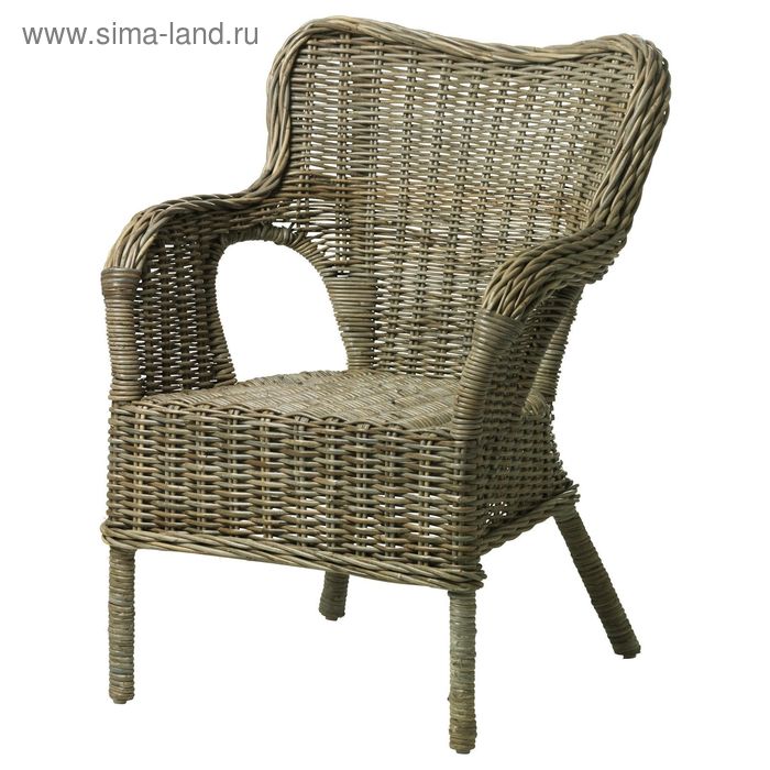 Кресло из натурального ротанга, цвет серый БЮХОЛЬМА - Фото 1