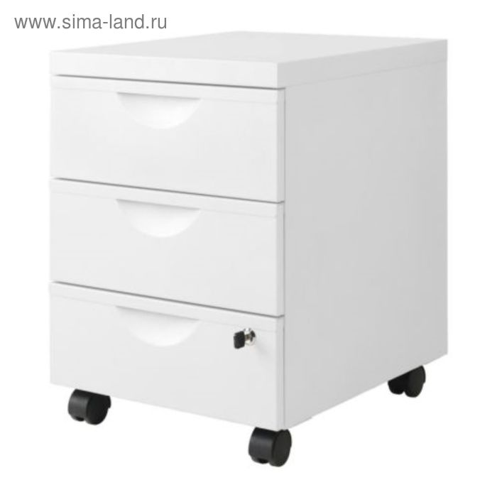 Тумба на колесиках с 3 ящиками, цвет белый ЭРИК - Фото 1