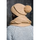 Комплект Submarine (шапка, шарф, варежки), цвет песочный - Фото 3