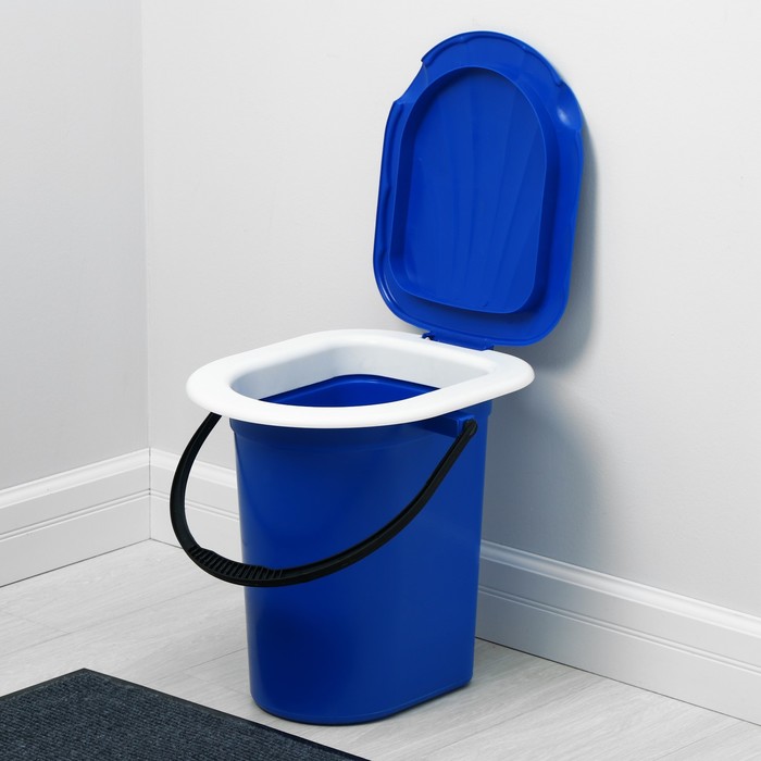 Ведро-туалет, h = 38 см, 18 л, съёмный стульчак, синее - Фото 1