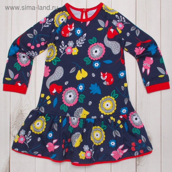 Платье для девочки, рост 104 (28) см, цвет синий/красный И-031/2 - Фото 1