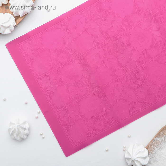 Силиконовый коврик для айсинга Доляна «Розы и листья», 39×29,5 см, цвет МИКС - Фото 1