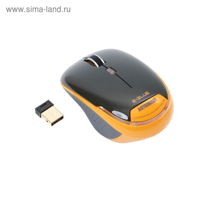 Мышь E-Blue ASTRONAUT, беспроводная, оптическая, 1800 dpi, 1xAA, USB, оранжевая - Фото 1