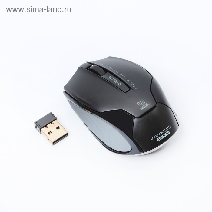 Мышь E-Blue Arco mini, беспроводная, лазерная, мини, 1xAA, 1200dpi, USB, черная - Фото 1