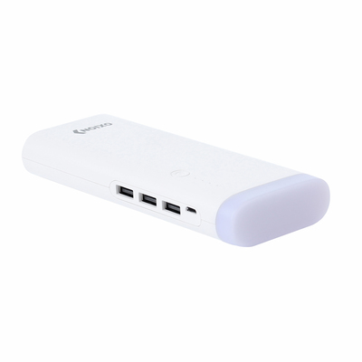 Внешний аккумулятор OXION, 3 USB, 10000 мАч, Li-ion, 2A, пластик, белый