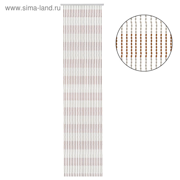 Занавеска пластик 90х175 см "Кофейные зерна" 24 нити, цвет коричневый - Фото 1