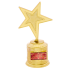 Кубок наградная фигура: звезда «Самый лучший» золото, пластик, 16,5 х 6,3 см. - фото 11003170