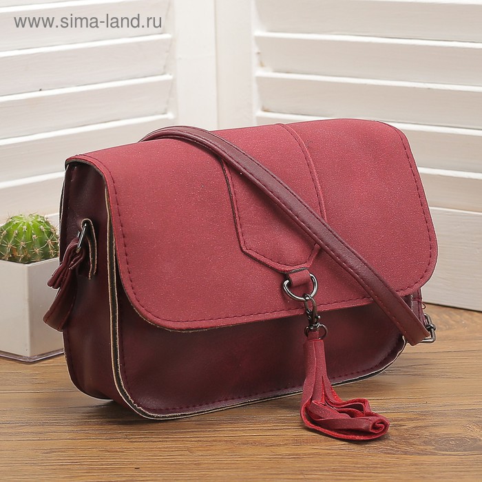 Сумка женская, отдел на магните, регулируемый ремень, цвет бордовый - Фото 1