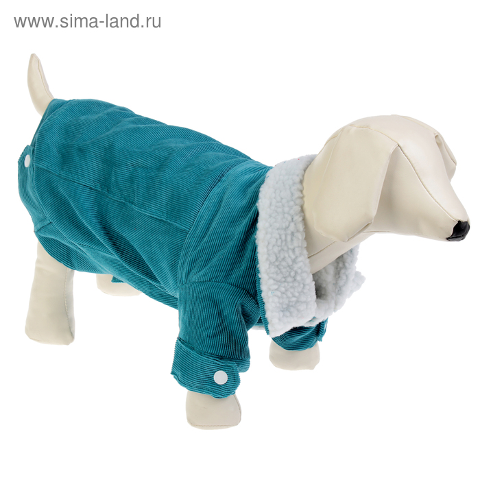 Курточка для собак на меховом подкладе, размер L (ДС 37.5 см, ОГ 55 см,ОШ 40 см), синяя - Фото 1