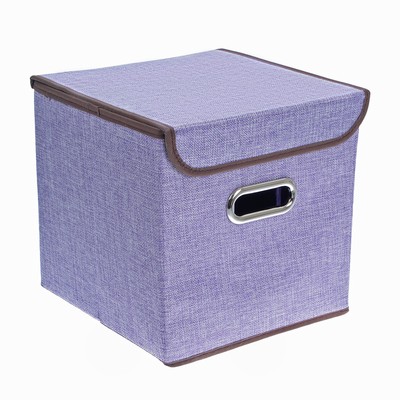 Короб стеллажный для хранения с крышкой 25×25×25 см «Офис», цвет сиреневый