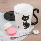 Кружка «Мяу», 300 мл, с керамической крышкой и ложкой, рисунок МИКС - Фото 2