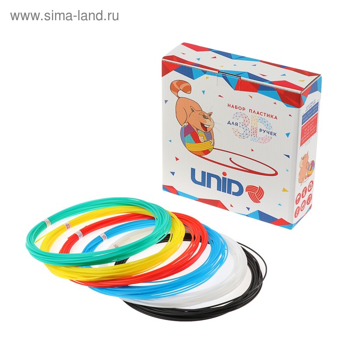 Набор низкотемпературного пластика UNID KID-6, 6 цветов по 10 м - Фото 1
