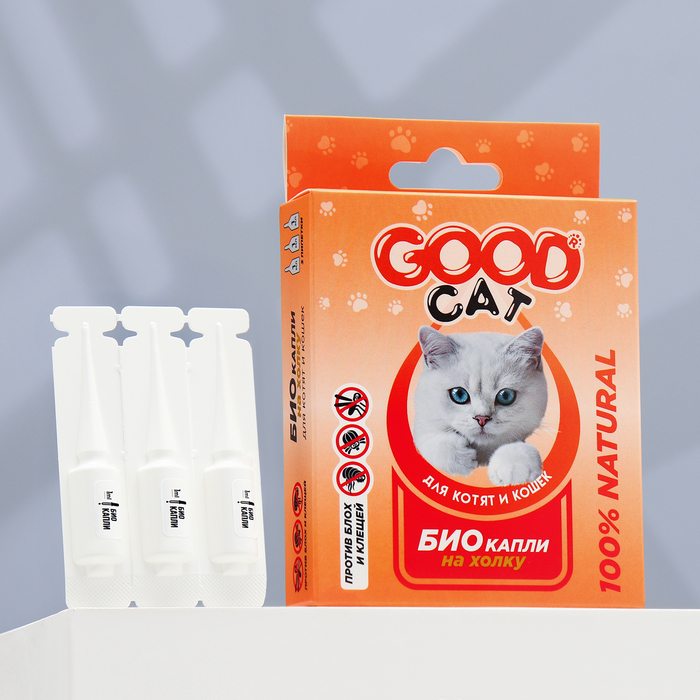БИОкапли GOOD CAT для котят и кошек от блох и клещей, 3×1 мл - Фото 1