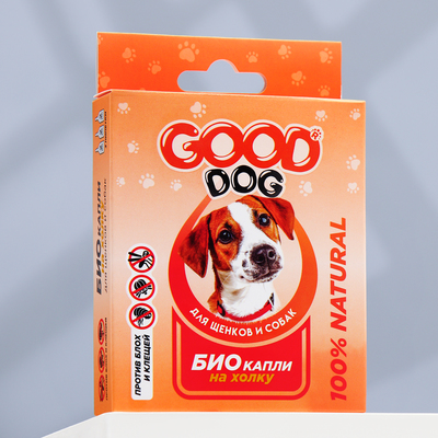 БИО капли GOOD DOG для щенков и собак от блох и клещей, 3×2 мл
